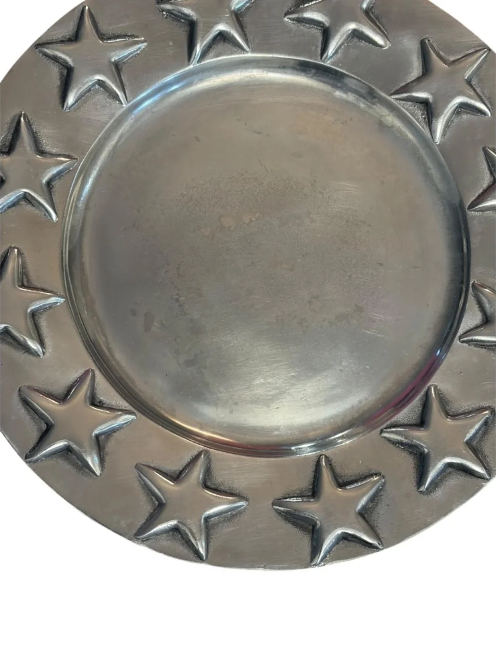 Vintage Mariposa Silver Aluminum Star Pattern Platter 14